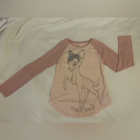 Gap Kids x Disney Collab Bambi Light Pink w/ Sequins Raglan Tee XL (12) - Picture 1 of 4